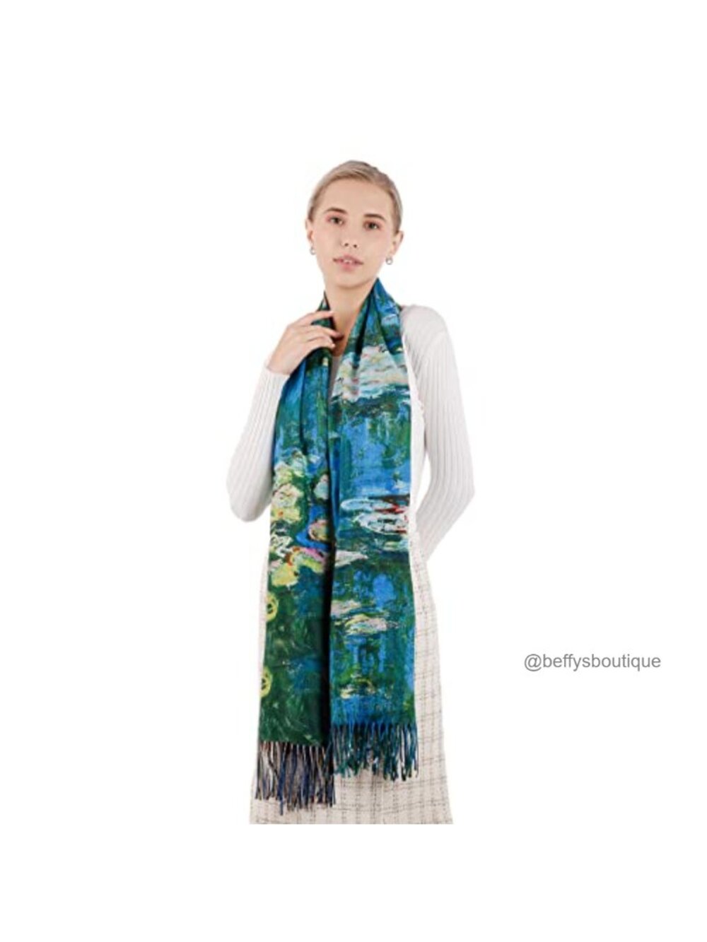 Women's Floral Print Tassel Scarf Soft Warm Large Blanket Wrap Shawl
